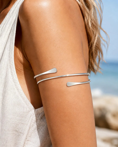 Upper Arm Cuff Bracelet for Women Minimalist Gold Plated Adjustable