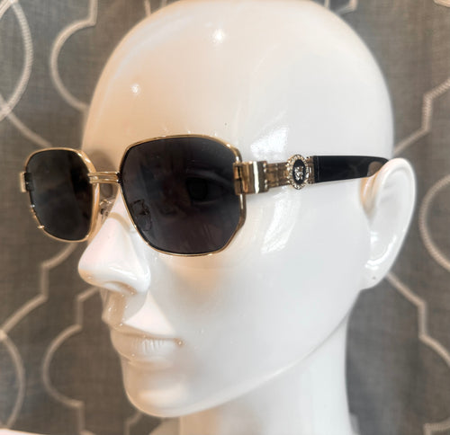 Luxury Sunglasses- Men’s/Unisex- Ver Black and Gold Hexagon