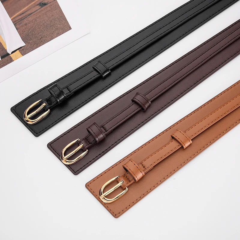 Women’s PU Leather Belt with U-Shaped Buckle