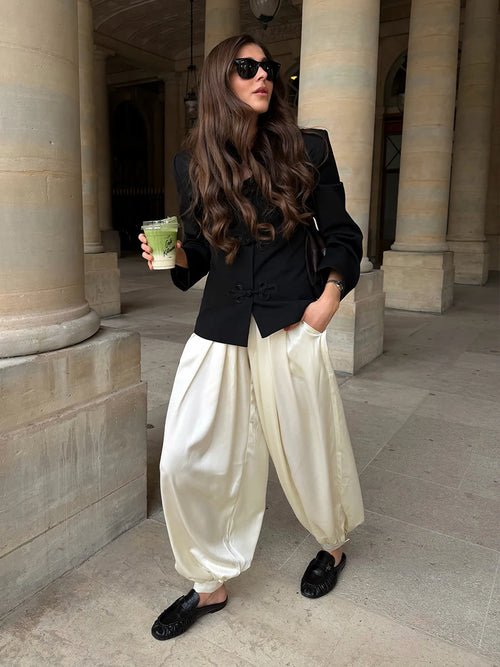 Women’s Chinese Style Button Front Black Blazer