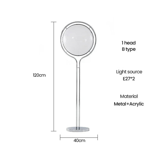 Chrome Globe Floor Lamp with White Acrylic Ball