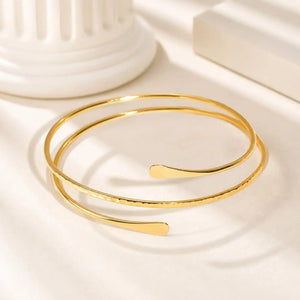 Upper Arm Cuff Bracelet for Women Minimalist Gold Plated Adjustable