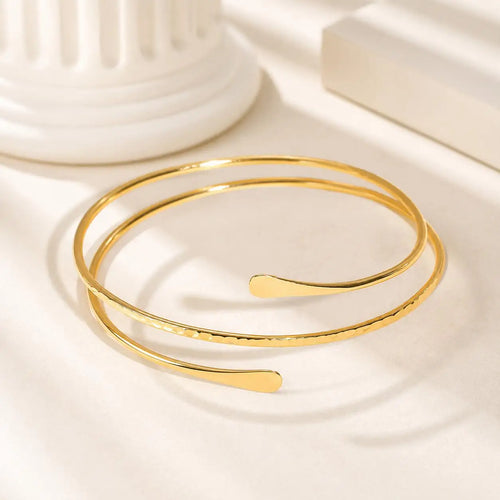 Upper Arm Cuff Bracelet for Women Minimalist Gold Plated Adjustable