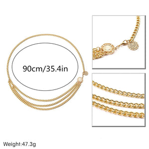 Boho Sunflower Waist Chain with Coin Tassels for Women