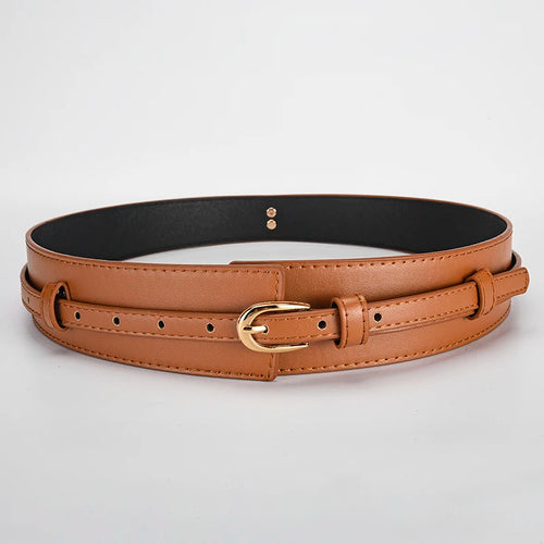 Women’s PU Leather Belt with U-Shaped Buckle