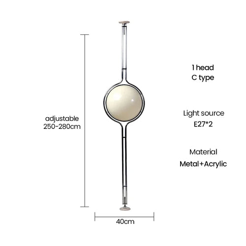 Chrome Globe Floor Lamp with White Acrylic Ball