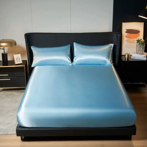 Satin Fitted Sheet with Elastic Mattress Cover