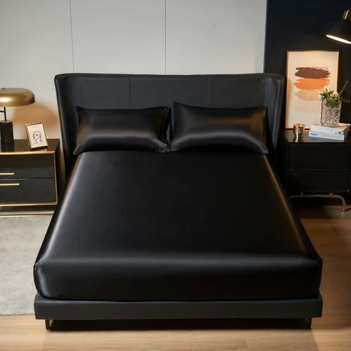 Satin Fitted Sheet with Elastic Mattress Cover