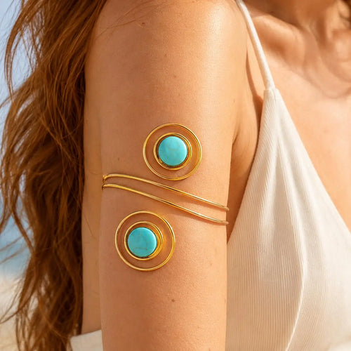 Upper Arm Cuff Bracelet for Women Minimalist Gold Plated Adjustable