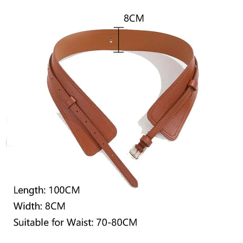 Women’s PU Leather Corset Belt with Bow Detail
