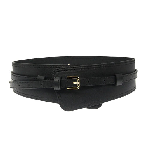 Women’s PU Leather Corset Belt with Bow Detail