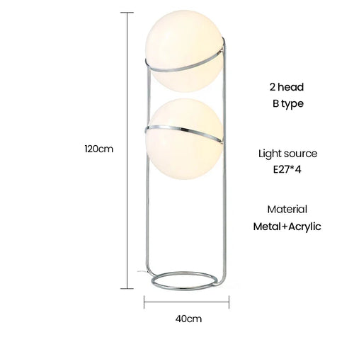 Chrome Globe Floor Lamp with White Acrylic Ball