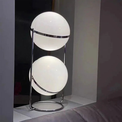 Chrome Globe Floor Lamp with White Acrylic Ball