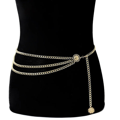 Boho Sunflower Waist Chain with Coin Tassels for Women