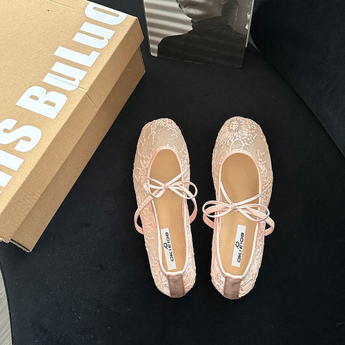 Women’s Embroidered Mesh Mary Jane Ballet Flats