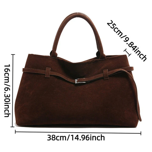 Women’s Vintage Leather Tote Bag with Buckle