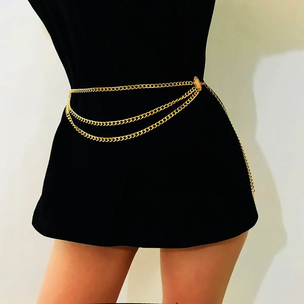 Boho Sunflower Waist Chain with Coin Tassels for Women