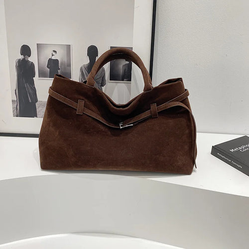 Women’s Vintage Leather Tote Bag with Buckle