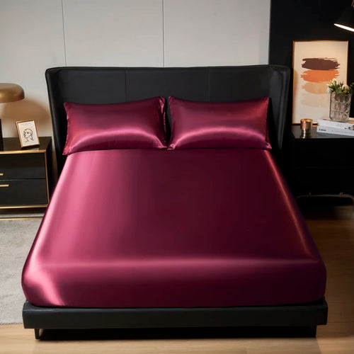 Satin Fitted Sheet with Elastic Mattress Cover