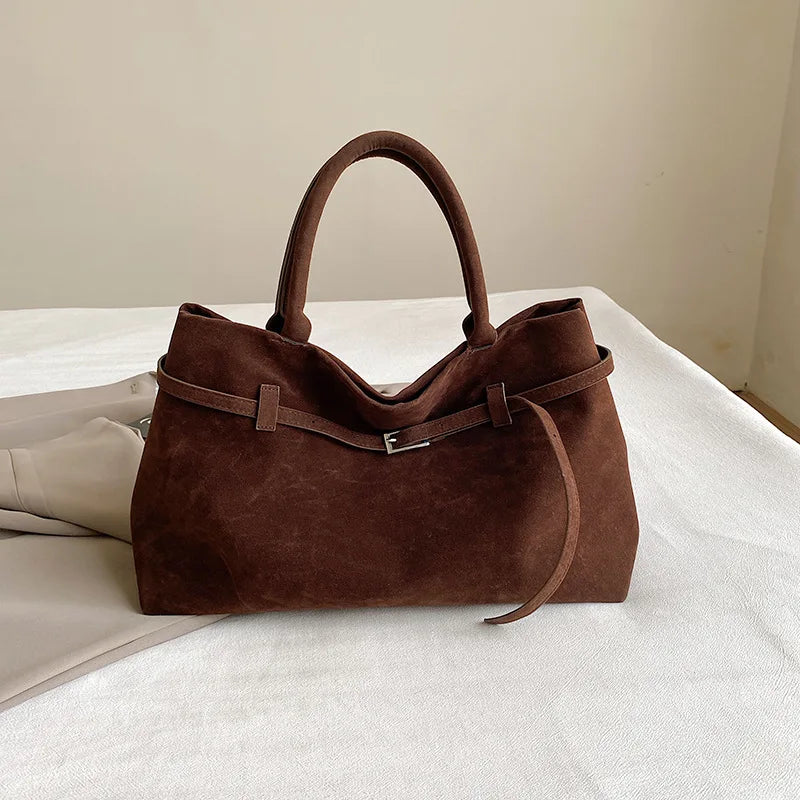 Women’s Vintage Leather Tote Bag with Buckle
