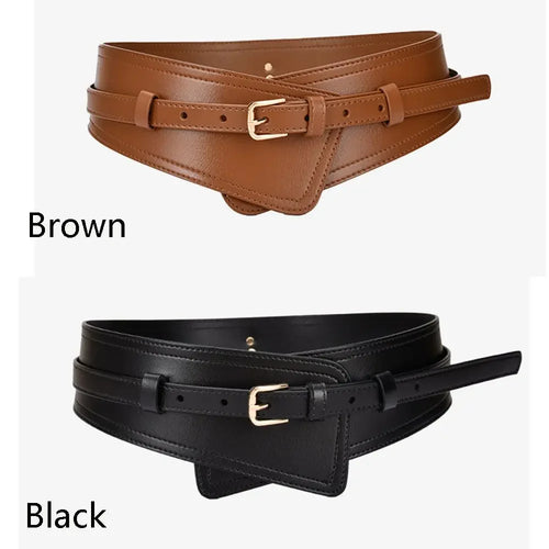 Women’s PU Leather Corset Belt with Bow Detail