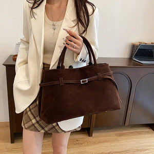 Women’s Vintage Leather Tote Bag with Buckle