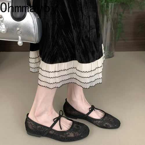 Women’s Embroidered Mesh Mary Jane Ballet Flats