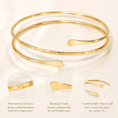Upper Arm Cuff Bracelet for Women Minimalist Gold Plated Adjustable