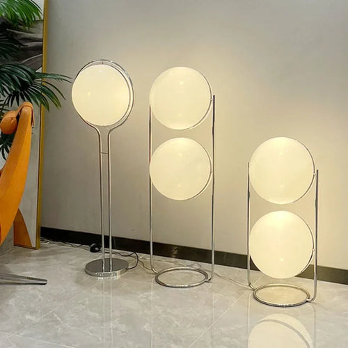 Chrome Globe Floor Lamp with White Acrylic Ball