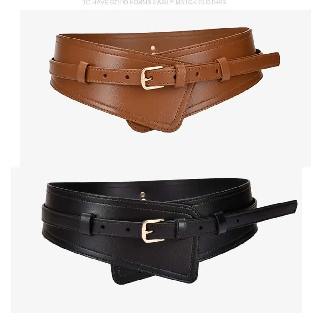 Women’s PU Leather Corset Belt with Bow Detail